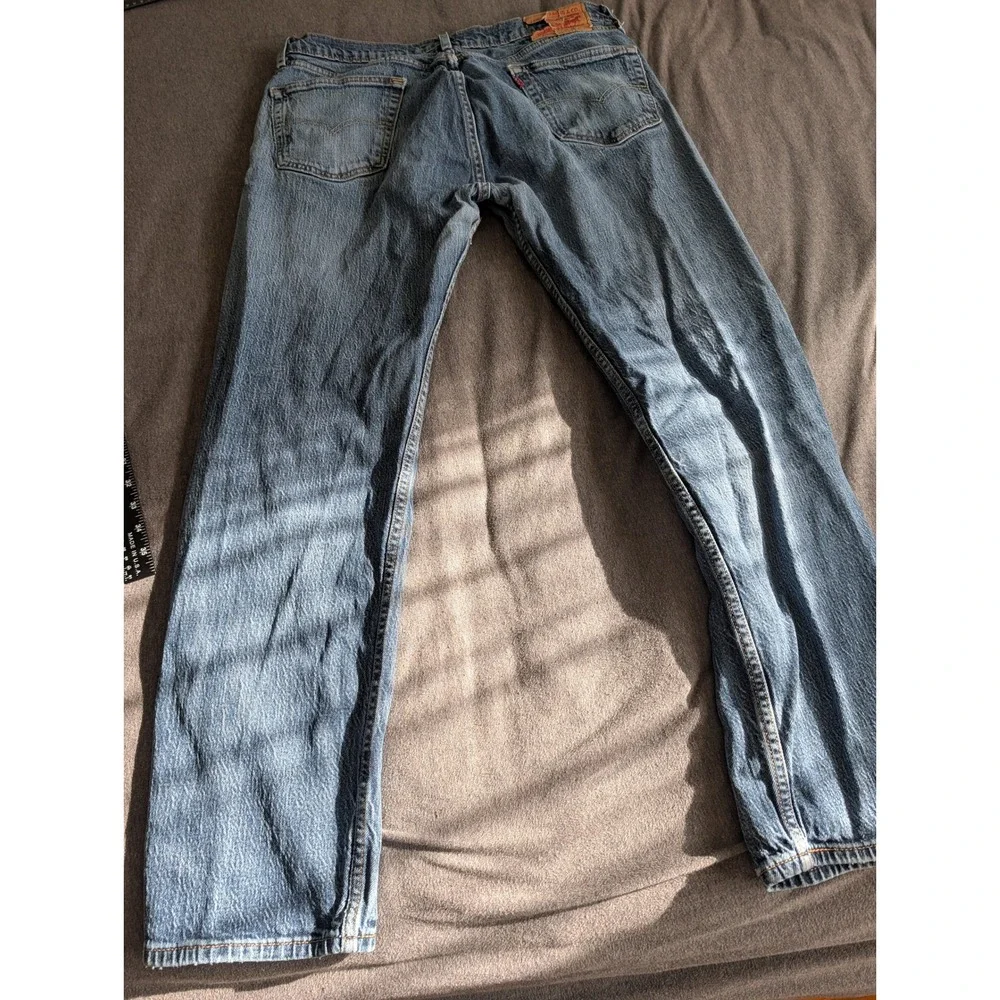 Levis 505 Regular Fit Straight Leg Jeans Medium Wash Distressed Mens 34x32